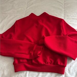 Red Women's Mock Neck Pullover Sweater